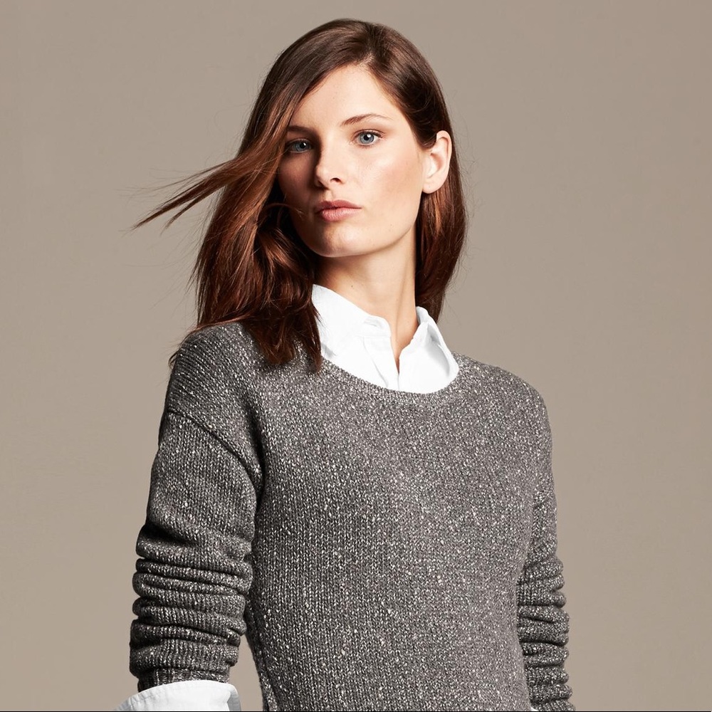 Banana Republic marled zip hem boyfriend sweater